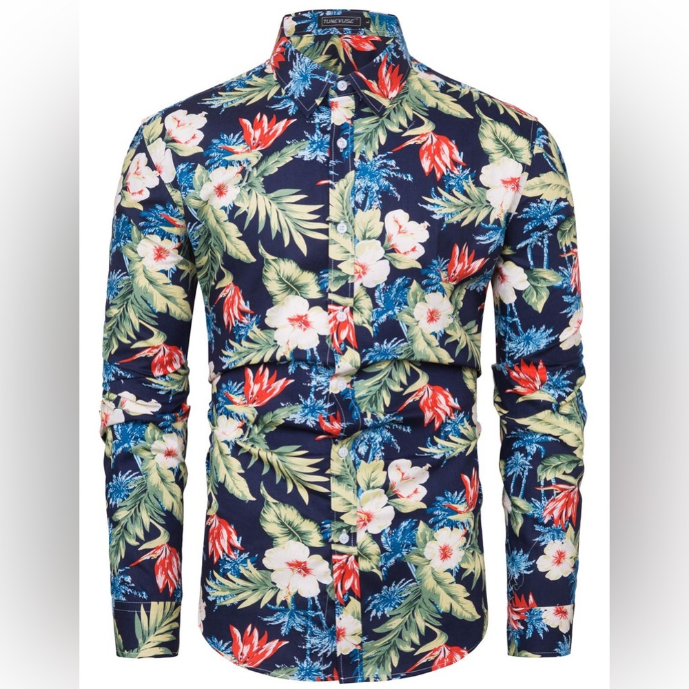 Tunevuse Floral Hawaiian Shirt, Size XL